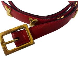 Paloma Picasso Vintage Red Leather Belt Gold X Hardware Made in Italy Size M 75